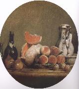 Jean Baptiste Simeon Chardin Cut melon and peach bottle still life etc Germany oil painting artist